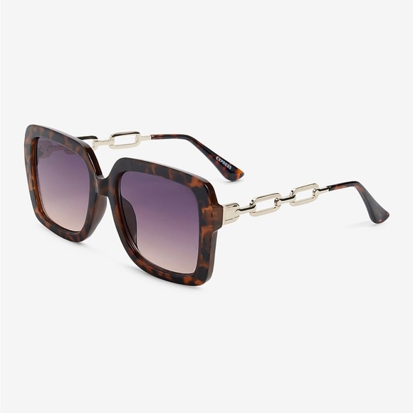 Express Retro oversized square frame chain sunglasses - Picture 3 of 16
